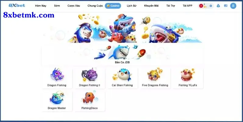 8xbet có nhiều tựa game bắn cá hấp dẫn 